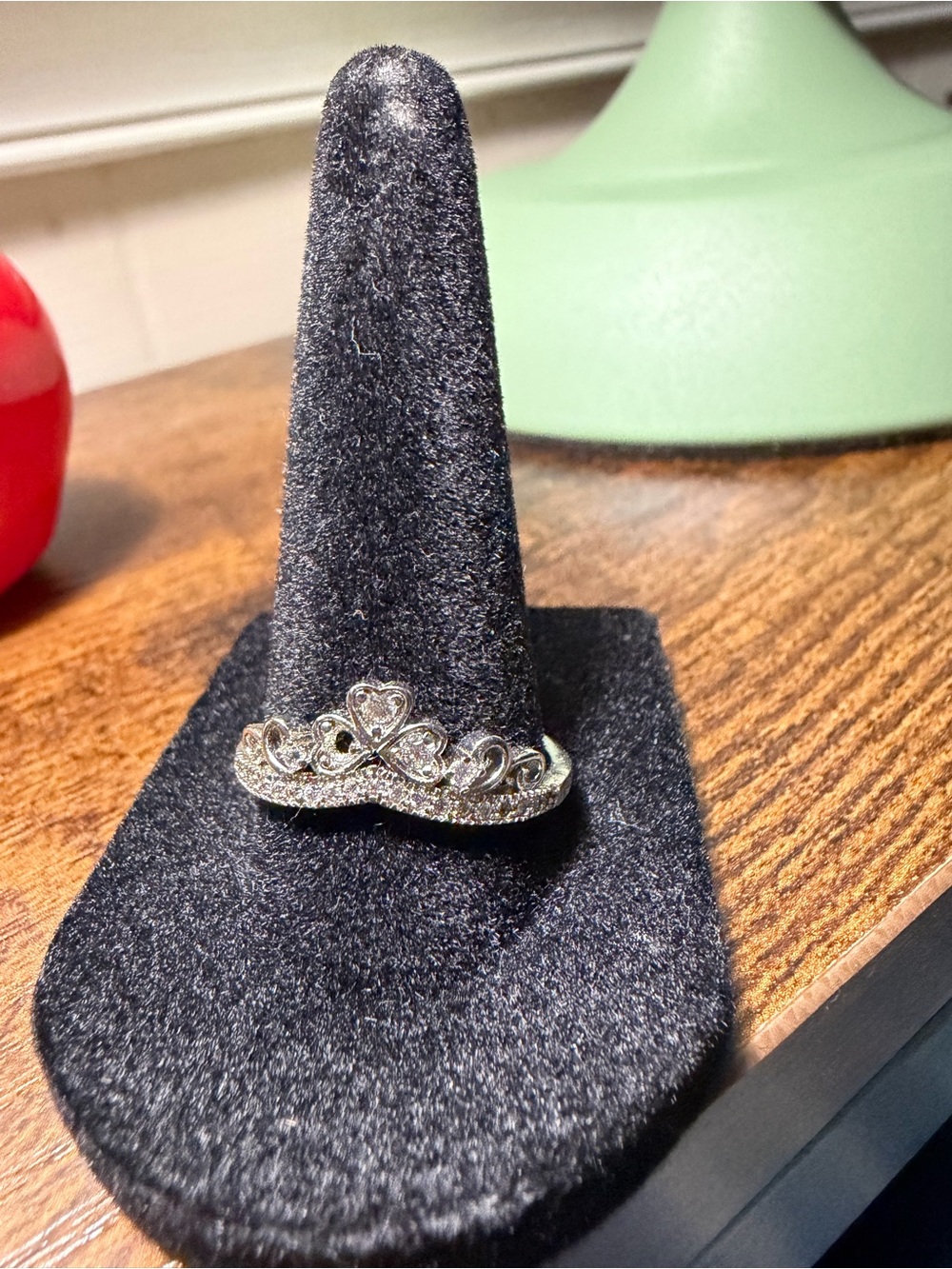 Silver Tiara Heart Ring-Size 9